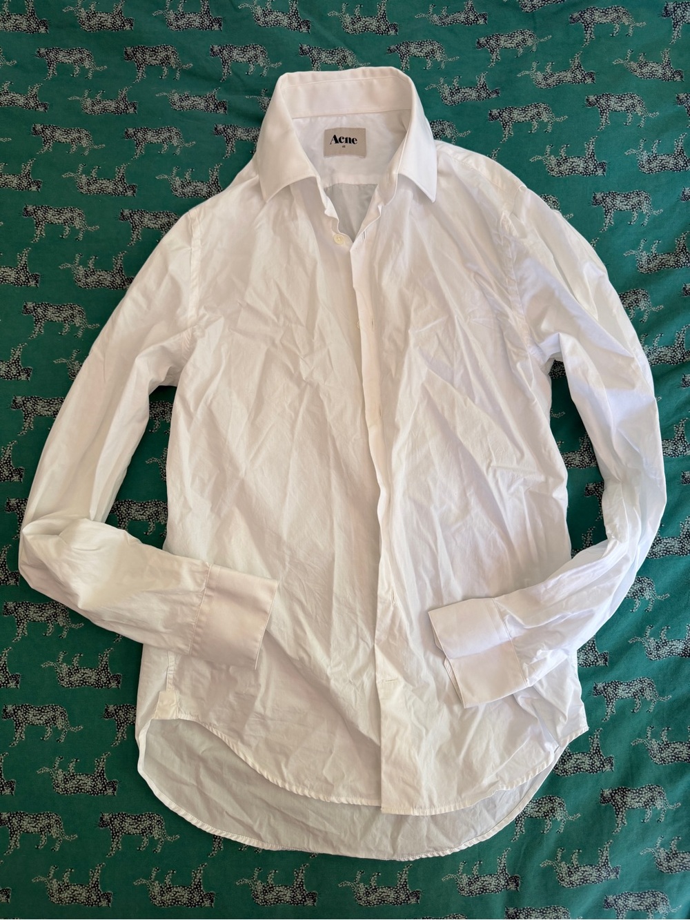 Acne White Long-Sleeve Cotton Dress Shirt